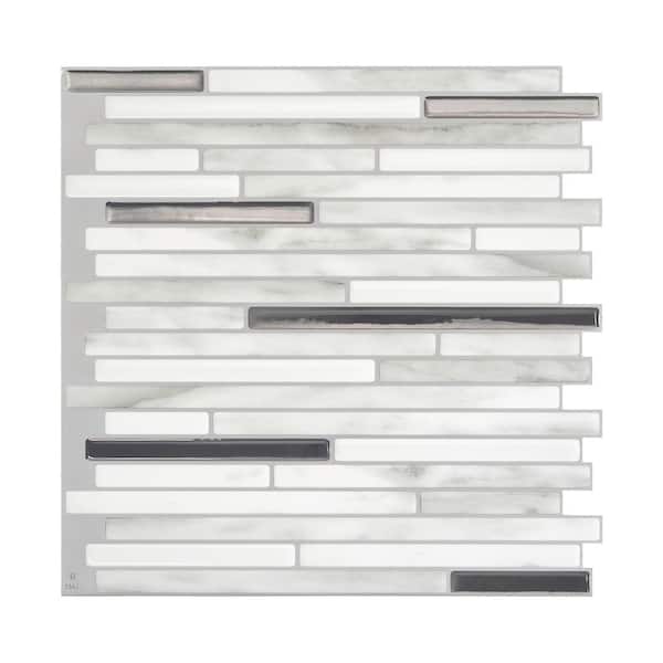 smart tiles Capri Carrera Gray 9.88 in. x 9.70 in. Vinyl Peel and Stick Tile (2.42 sq. ft./ 4-pack)