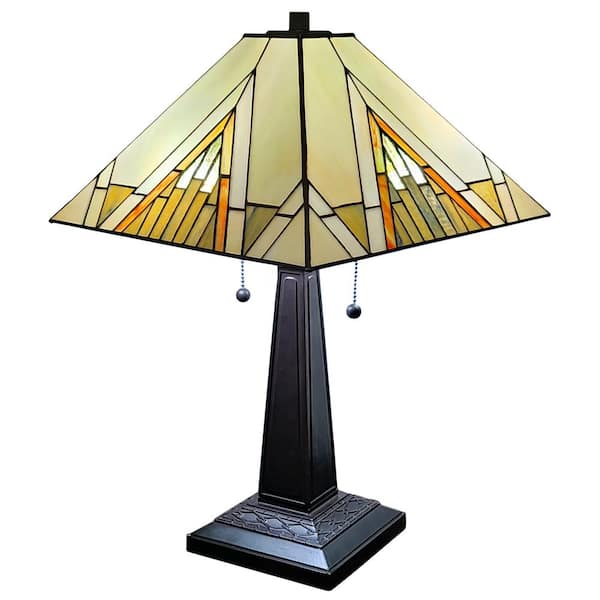 Amora Lighting 23 in. Multi-Colored Tiffany Style Mission Table Lamp