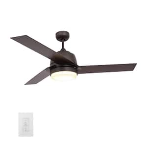Abraxas II 52 in. Integrated LED Indoor Bronze Smart Ceiling Fan with Light KitandWall Control Works w/Alexa/Google Home