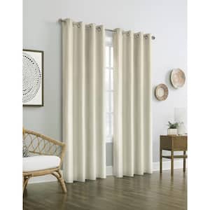 Vigo Off-White Polyester Textured 52 in. W x 84 in. L Grommet Indoor Blackout Curtain (Single Panel)