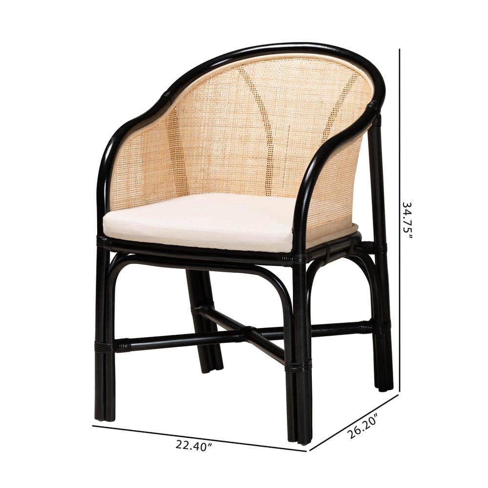 Miranda Black and Natural Rattan Cane Dining Chair Set