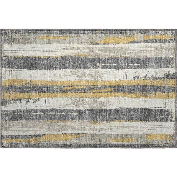 Mayfield Premium Machine Washable Abstract AMF1872 Gold 2 ft. x 3 ft. Area Rug