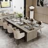 FUFU&GAGA Wooden Gray Wood Grain 118 in. Width Rectangle Double Pedestal Double-based Dining Table for 10 KF210253-034