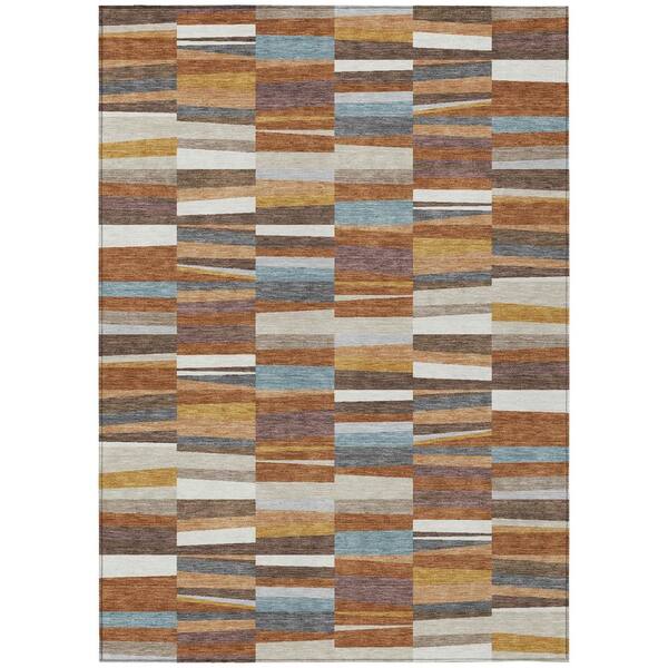 Chantille Machine Washable Indoor/Outdoor Abstract ACN2575 Paprika 8 ft. x 10 ft. Area Rug