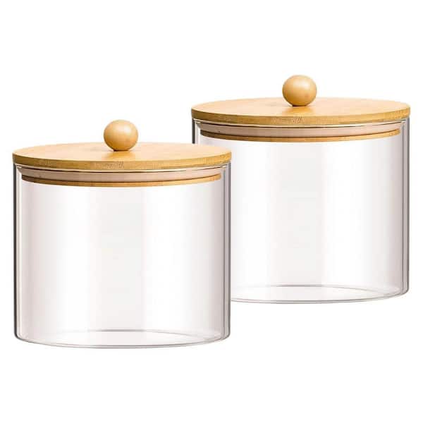 2-Pieces Airtight Borosilicate Glass Food Storage Canisters with Silicone Sealed Lids Set Kitchen Containers