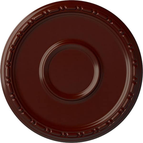 Ekena Millwork 16-1/2" x 1-1/2" Medea Urethane Ceiling Medallion (Fits Canopies upto 5-1/2"), Brushed Mahogany