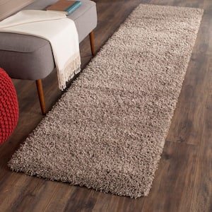 California Shag Taupe 2 ft. x 11 ft. Solid Runner Rug