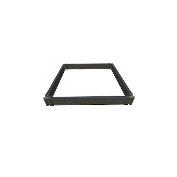 Frame It All 4 ft. x 4 ft. x 5.5 in. Weathered Wood Composite Raised Garden Bed - 2 in. Profile