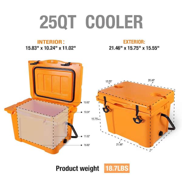 Orange Getaway D【美品】 25 qt. Orange Portable Hard Cooler w/ Bottle Opener and Cup Holder