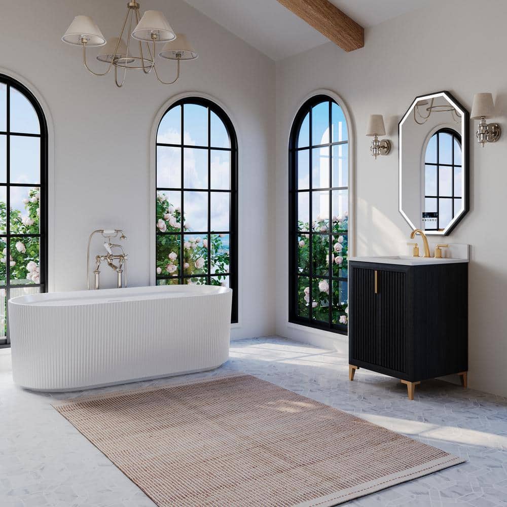 Turlington 24" Black Oak Vanity with White Quartz Top