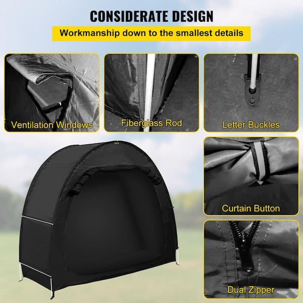 VEVOR Bike Cover 420D Oxford Bike Storage Cover with Carry Bag and Pegs  Anti-Dust Bicycle Storage Shed for 2 Bikes, Black ZXCCFPHSWBDDW1D6TV0 - The