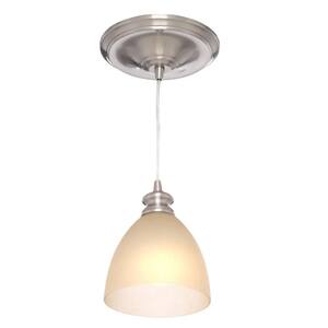 Instant Pendant 1-Light Recessed Light Conversion Kit Brushed Nickel Parchment Glass Shade