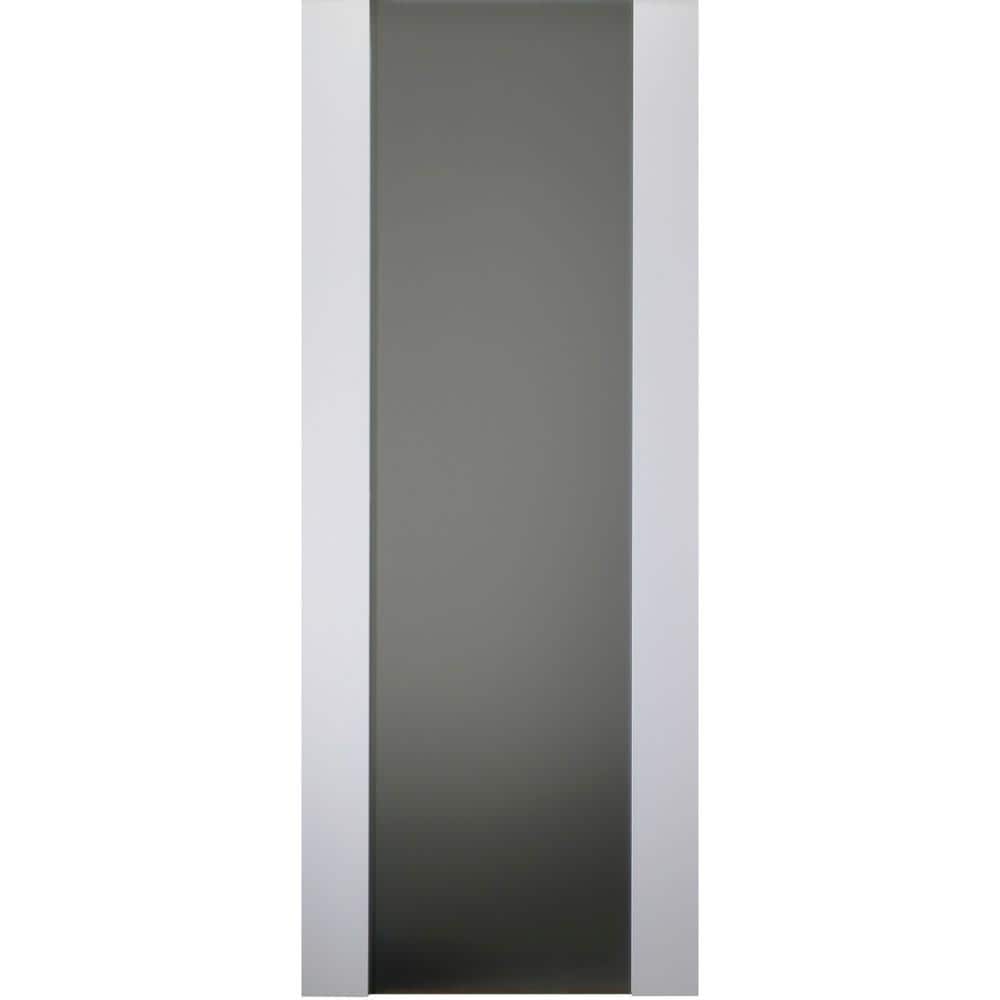 Polar White 95" Glass Paneled Interior Door with Engineered Wood Stiles