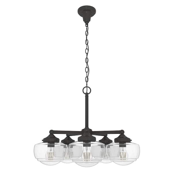 Hunter Saddle Creek 5-Light Noble Bronze Schoolhouse Chandelier with ...