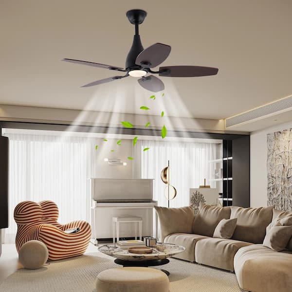 42 in. Indoor Black Modern 6-Speed Ceiling Fan with 3-Color Integrated LED, Reversible Motor and Remote