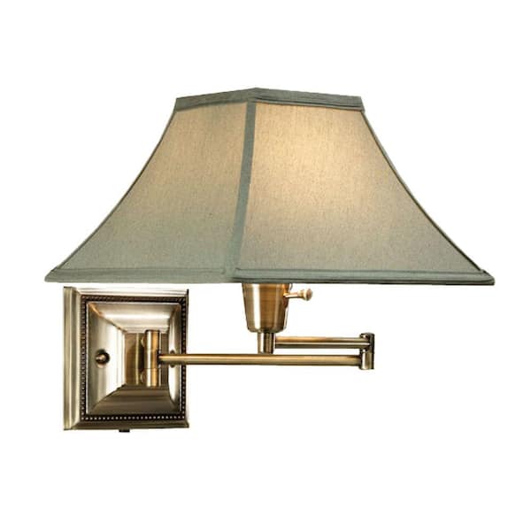 Home Decorators Collection Distressed/Antique Brass Kingston Swing-Arm Pin-up Lamp
