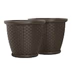 Sonora 22 in. Round Java Blow Molded Resin Planter (2-Pack)