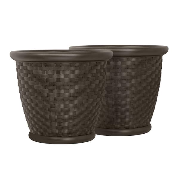 Suncast Sonora 22 in. Round Java Blow Molded Resin Planter (2-Pack)