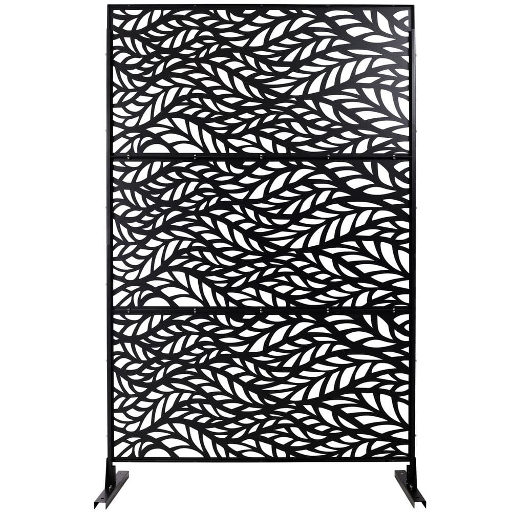 6.3 ft. x 4 ft. Black Steel Freestanding Flat Flat Top Decorative Privacy Screen Metal Fence Panel price history on PriceWatchPro