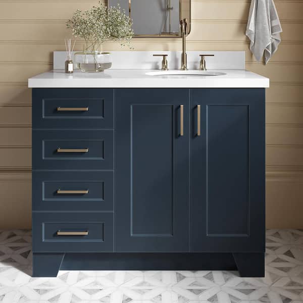 ARIEL Taylor 43 in. W x 22 in. D x 36 in. H Vanity in Midnight Blue with Pure White Quartz Top