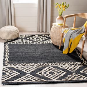 Natural Fiber Black 5 ft. x 8 ft. Aztec Border Area Rug