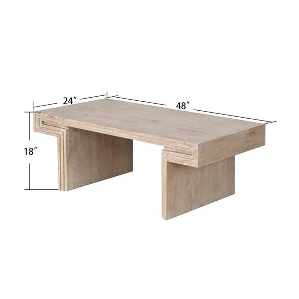 Lesly Vintage 48 in. Natural Rectangle Solid Wood and MDF Coffee