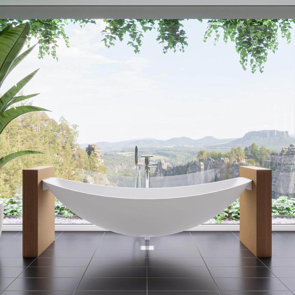 79'' White Matte Acrylic Suspended Hammock Bathtub