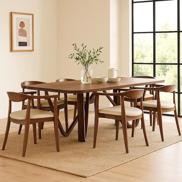 Brown 28.5 in. 7-Piece Dining Set