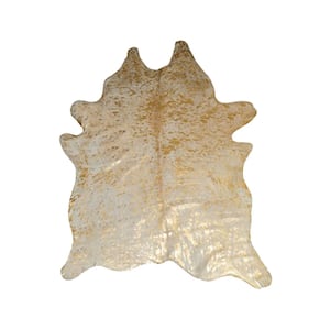Josephine Natural and Gold 6 ft. x 7 ft. Solid Cowhide Area Rug
