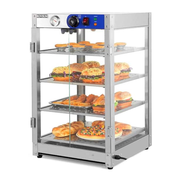 4-Tier 18 in. 800-Watt 110-Volt Hot Food Warmer Display Case Countertop