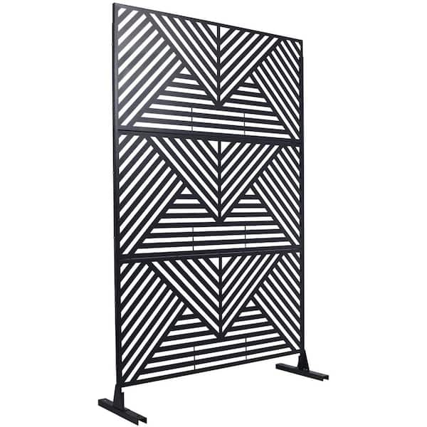 Miscool Anky 76 in. H x 48 in. W Steel Garden Fence, Metal Privacy Screens and Panels with Free Standing in Black