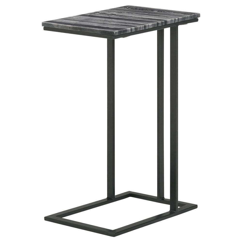 Vicente Black and Gray Marble Top Accent Table with Storage