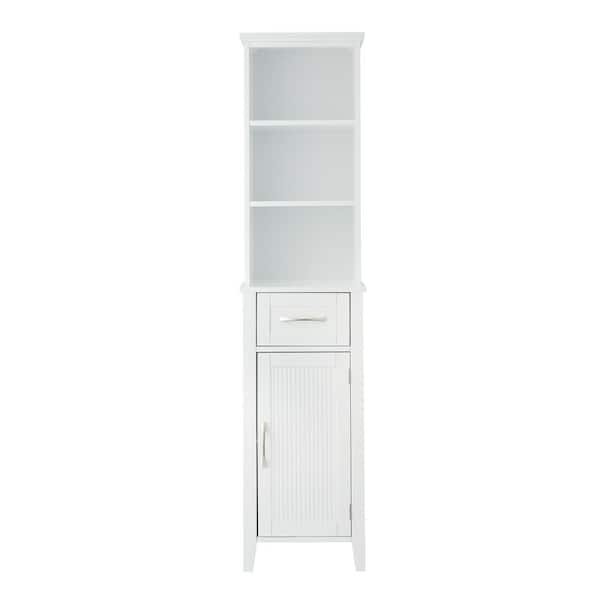 Newberry Tall Bathroom Storage Cabinet – Linen Tower, White – 2kfurniture