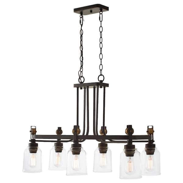 Home Decorators Collection Knollwood 6 Light Antique Bronze Chandelier With Vintage Brass Accents And Clear Glass Shades 7992hdcab - Home Decorators Collection 6 Light Chandelier Instructions