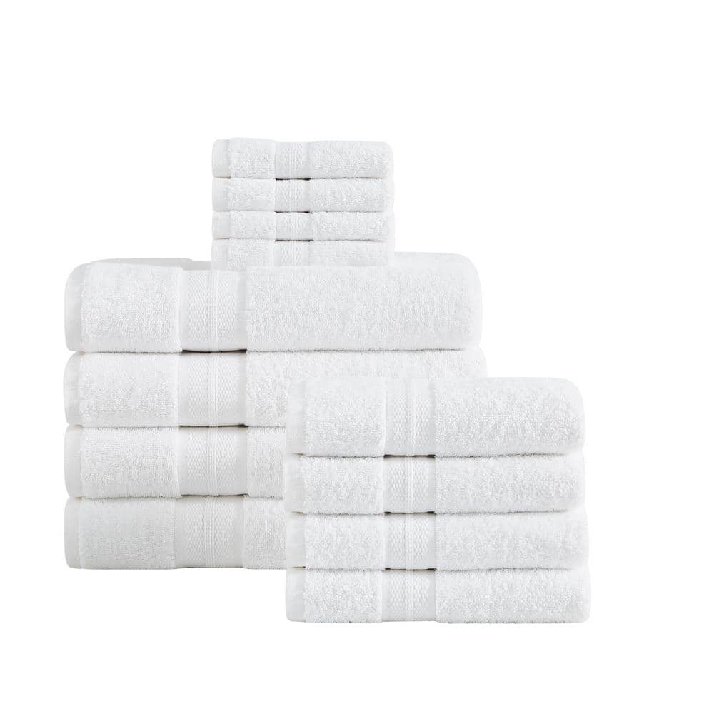 London Fog Signature Solid 12 Piece White Cotton Towel Set