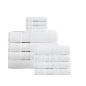 Signature Solid 12 Piece White Cotton Towel Set