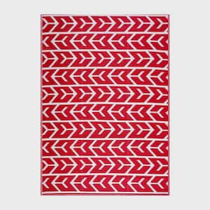 Amsterdam Red and White 10 ft. x 14 ft. Folded Reversible Recycled Plastic Indoor/Outdoor Area Rug-Floor Mat