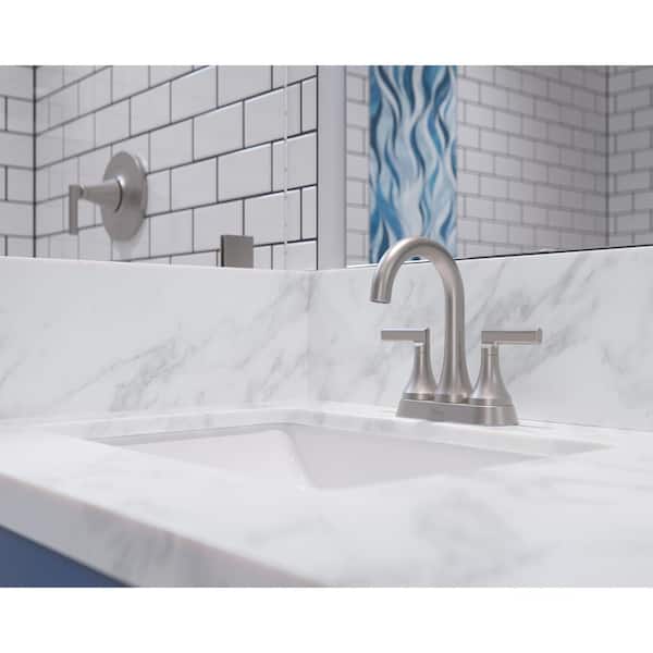 Vedra 4 in. Centerset Double Handle Bathroom Faucet in Spot Defense Brushed Nickel