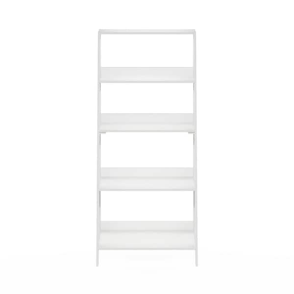 Furinno Ladder 53.54 in. Tall Plain White Wood 5-Shelf Ladder