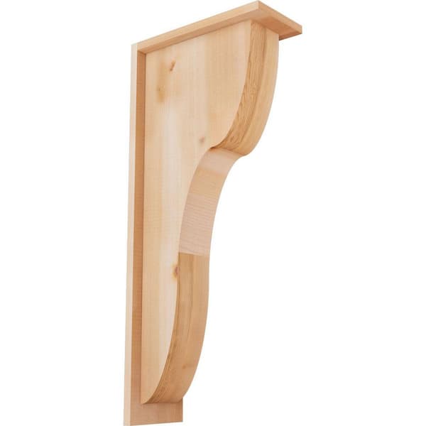 Ekena Millwork 5-1/2 in. x 12 in. x 28 in. Western Red Cedar Carmel Smooth Corbel with Backplate