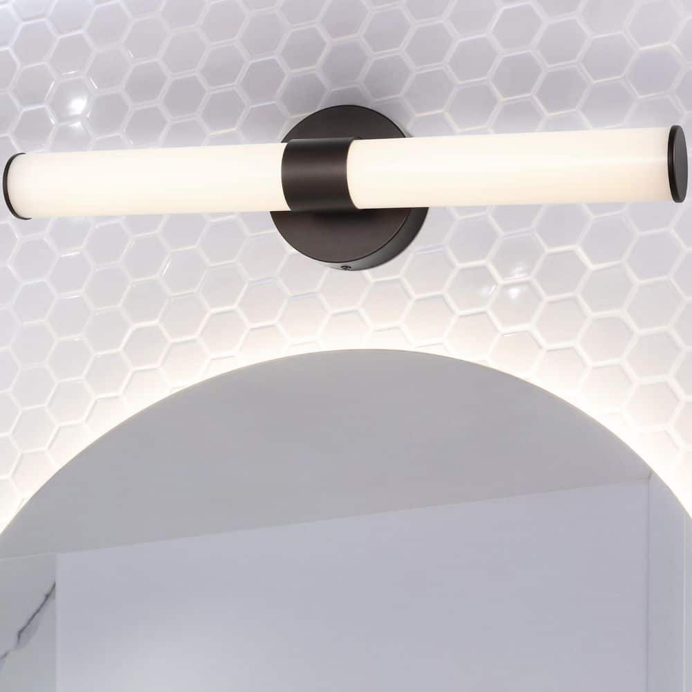 JONATHAN Y Brooks 20.13 in. 1-Light Industrial Mid-Century Iron Integrated LED Vanity Light, Oil Rubbed Bronze