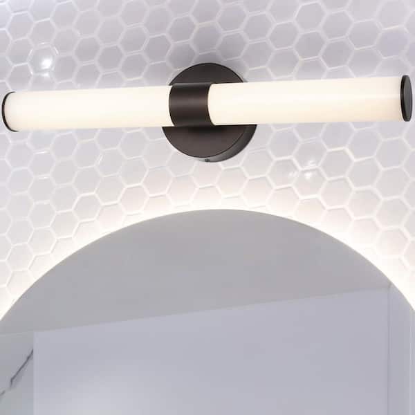 JONATHAN Y Brooks 20.13 in. 1-Light Industrial Mid-Century Iron Integrated LED Vanity Light, Oil Rubbed Bronze