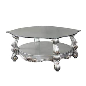 Versailles 47 in. Antique Platinum and Clear Glass Rectangle Glass Coffee Table