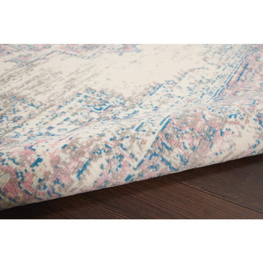 Ivory/Pink/Blue Hand-knotted Synthetic Medallion Area Rug
