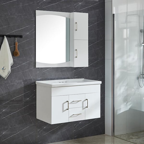 Garrido Bros. and Co. Victoria II 32 in. W x 21 in. D x 20 in. H Vanity in White with Ceramic Vanity Top in White with White Basin and Mirror