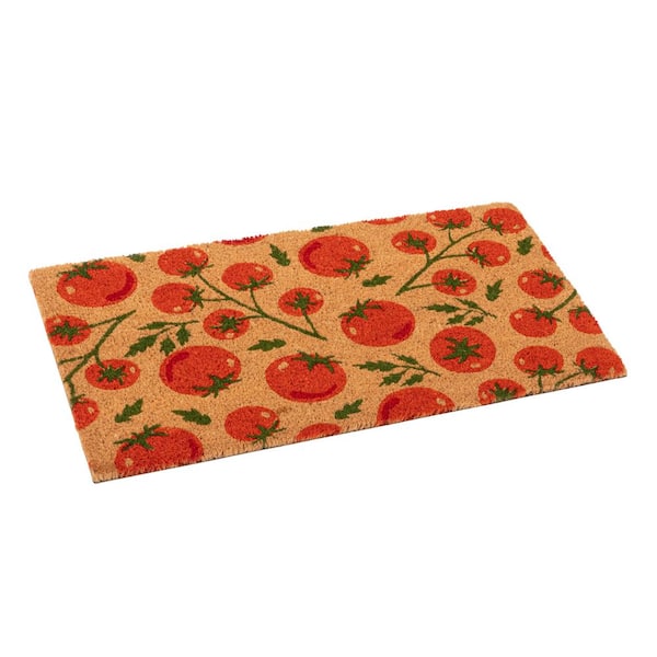 Tomatoes Print Beige 16 in. x 32 in. Coir PVC Backing Indoor/Outdoor Door Mat