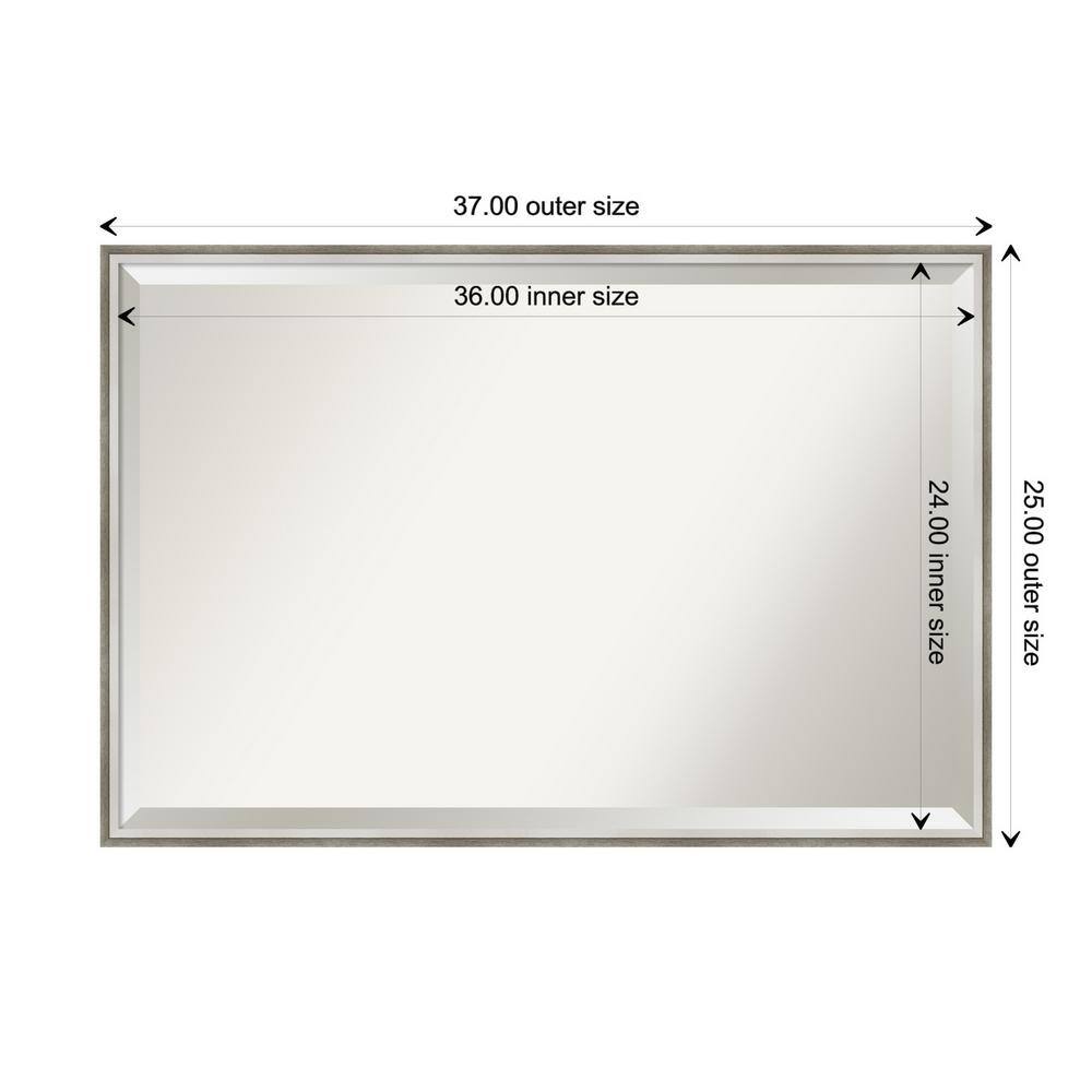 Elegant 37" x 25" Bronze and Silver Wood Bathroom Vanity Mirror