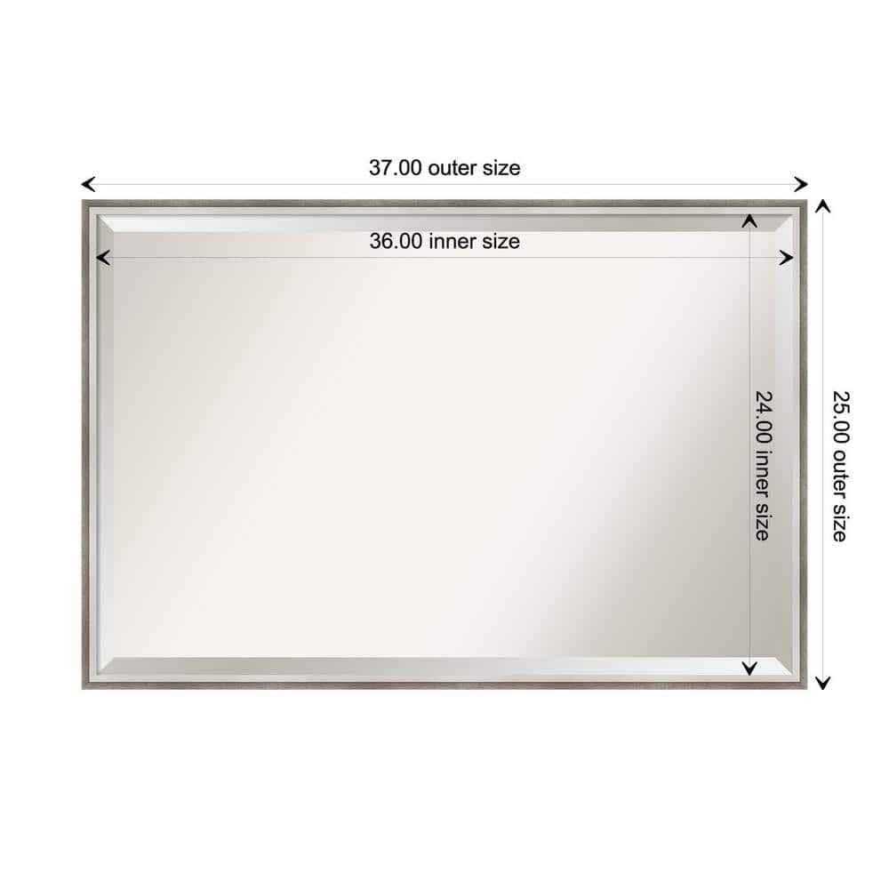 Elegant 37" x 25" Bronze and Silver Wood Bathroom Vanity Mirror