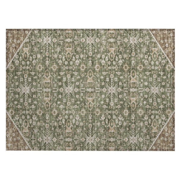 Chantille Machine Washable Indoor/Outdoor Abstract ACN3050 Olive 2 ft. x 3 ft. Accent Rug