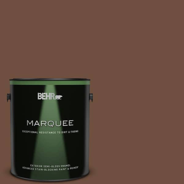 BEHR MARQUEE 1 gal. #ICC-81 Traditional Leather Semi-Gloss Enamel Exterior Paint & Primer